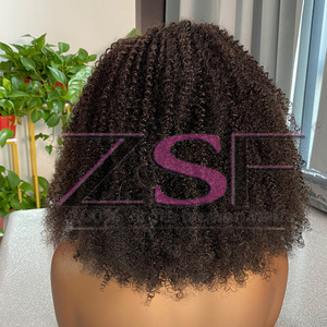 <span class=keywords><strong>Parrucche</strong></span> Bob Corte Afro Kinky Ricci ad Alta Densità in <span class=keywords><strong>Capelli</strong></span> Umani Vergini Indiani Grezzi, <span class=keywords><strong>Parrucche</strong></span> Senza Colla per Donne Nere - Product Image 4
