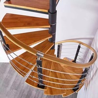 Kit d'escalier en colimaçon extérieur moderne pour villa, en acier et bois, personnalisable, avec colonne centrale pour grenier