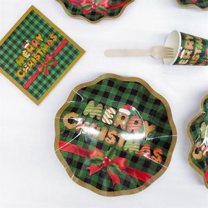 DAMAI Wholesale Merry Christmas Hat Bell Disposable Tableware Children Party Plates Xmas Dinnerware Set Paper Napkin Cups Plates - Product Image 2