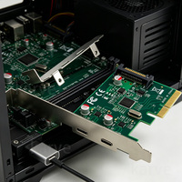 Carte d'extension interne PCIe X4 2 ports USB3.1 Type-C Gigabit Ethernet pour serveur et contrôle industriel, compatible avec tous les périphériques USB