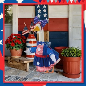 Traje Patriótico para <span class=keywords><strong>Ganso</strong></span> con Gorro a Juego - Disfraz para Mascotas con Bandera Americana de Estrellas y Rayas para Patos y Gansos Blancos Grandes - Product Image 6