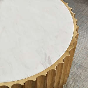<span class=keywords><strong>2025</strong></span> venta al por mayor de lujo moderno Base de acero inoxidable mesa de centro de mármol de imitación superior duradero fácil de limpiar muebles de sala de estar para el hogar - Product Image 3