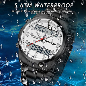 Reloj de Pulsera Sanda 9119, Nuevo Modelo para Hombre, de Lujo Ligero, con Doble Pantalla, Luminoso, Resistente al Agua, con Temporizador de Cuenta Regresiva y Alarma - Product Image 3