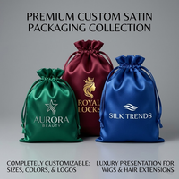 Sac en satin de soie OEM avec cordon de serrage, sacs de luxe pour perruques, emballage pour cheveux, sacs en satin pour cheveux, logo personnalisé