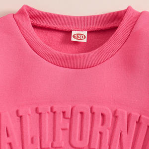 Ensemble de Survêtement Fille Automne Hiver 2 Pièces, Sweat-shirt Rose Molletonné Imprimé avec Relief 3D et Pantalon, Tenue de Sport Décontractée 5-13 Ans - Product Image 4