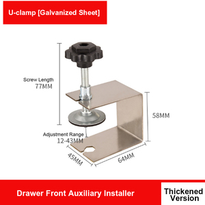 Pince d'installation robuste pour façades de tiroirs, gabarit d'alignement réglable pour armoires, outil en U épaissi à dégagement rapide - Product Image 2