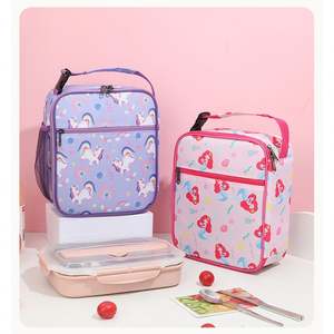 Sac à déjeuner isotherme pour enfants, motif dessin animé mignon, avec poignée à boucle isolée, sac isotherme PEVA léger à suspendre pour étudiants - Product Image 1