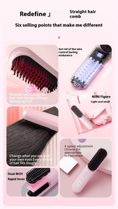 Lisseur de <span class=keywords><strong>cheveux</strong></span> sans fil à chauffage rapide, très vendu, 200 ° <span class=keywords><strong>Brosse</strong></span> lissante professionnelle C Type-C 4000mAh compacte - Product Image 3