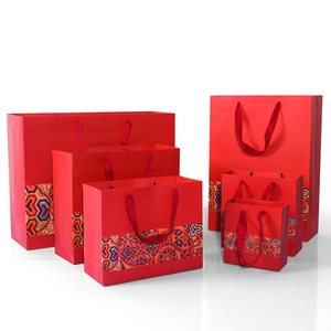 Portable Ivory Board Scarlet Handbag with Ribbon or Rope Elegant Paper <b>Bags</b> - Product Image 5