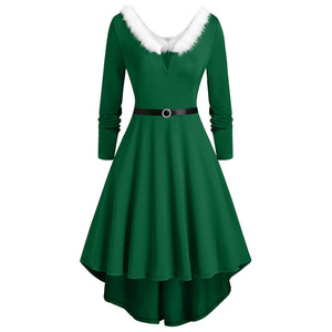 Robe d'hiver noire pure pour femmes, robe longue à manches longues vintage, robe de fête de Noël, robe rockabilly, robe longue - Product Image 4