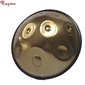Handpan professionnel Raysen 10 notes, tambour en acier doré pour la guérison sonore, 43cm/53cm pour adultes, en acier inoxydable, Pantam D Amara - Product Image 1