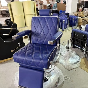Azul personalizar Silla de peluquero Logo ajustable Ice Capone clásico <span class=keywords><strong>barber</strong></span>ía plegable peluquería elegante peluquería reposapiés silla - Product Image 4