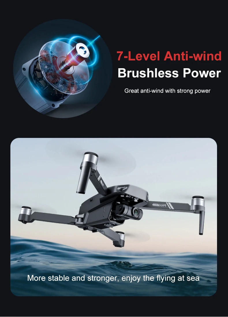 JJRC X19 Drone, 7-Level Anti-wind Brushless Power Great anti-wind with strong power @quoli