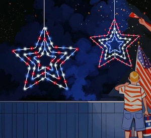 RMT CTRL High Quality Waterproof <strong>LED</strong> <strong>Star</strong> Light American Independence Day &amp; Christmas Holiday Party Decorative Light IP65 Rating - Product Image 3