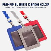 Ensemble de porte-cartes d'identité professionnel avec cordon détachable, pochette multifonctionnelle en cuir pour badge, personnalisable avec votre marque