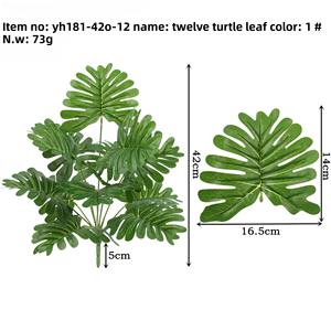 สีเขียวพืชสิบสองหัวเต่าห<span class=keywords><strong>ล</strong></span>ังใบบ้านโชว์รูมเครื่องประดับตกแต่งผนังงานแต่งงานขายส่งดอกไม้ประดิษฐ์ - Product Image 6