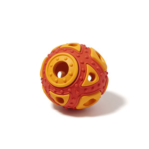 Double Layer <b>Dog</b> Chew <b>Ball</b> Red Yellow Interactive Teething Toy For Pets - Product Image 1
