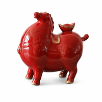 Figurine de cheval en céramique faite à la main, style dynastie Tang, ornement lingot d'or, décoration Feng Shui pour le Nouvel An chinois, cadeau pour la maison