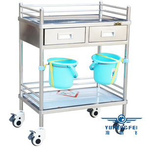 Chariot médical en acier inoxydable Yu Pengfei 650x420x870mm à trois niveaux avec tiroirs et roulettes - Product Image 3