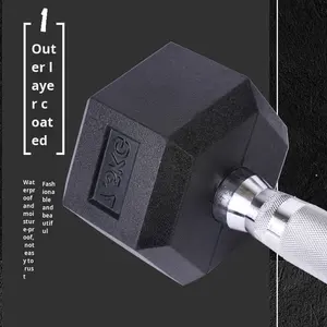 Haltères hexagonaux recouverts de caoutchouc pour la remise en forme à domicile, exercices pour tout le <span class=keywords><strong>corps</strong></span>, relaxation musculaire - Product Image 2