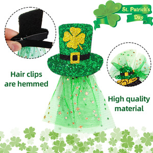 DAMAI St. Patrick's Day Clover Hair Clips Accessories Festival Decorations Lucky Shamrock Hair Pins for Festive Outfits Decor - Product Image 2