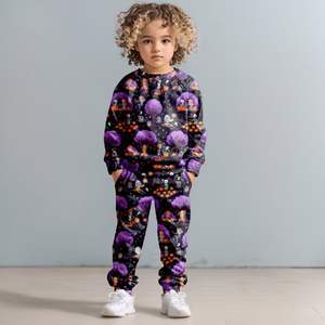 Custom alta qualidade gola camisola conjunto com bolso roupas de bambu Halloween infantil - Product Image 2