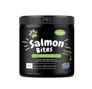 OEM/ODM лосось рыбий жир собачья добавка для жевания кожи против зуда и шерсти для домашних животных добавки для ухода за здоровьем