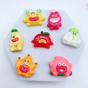 Visage lumineux grande bouche accessoires de légumes et de fruits aimants de réfrigérateur faits à la main pour enfants perles d'épingle breloques en résine plastique - Product Image 6