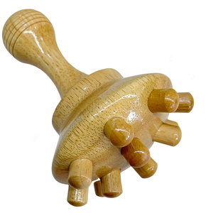 滑らかな木製ビーズリンパ排水マッサージャーハンドヘルドマッシュルームセラピーボディフィットネスツール - Product Image 6