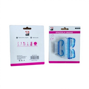 Brosse à ongles double aspiration 2 pièces avec manche en plastique et poils en nylon, couleurs assorties, lot de 12, outil de nettoyage - Product Image 2