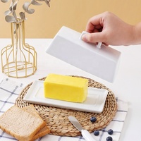 Hotsales Récipients rectangulaires en céramique récipient de conservation de la crème au fromage français plat à beurre de vache