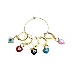 Ojo del diablo en forma de corazón, 5 uds., accesorios de herramientas de bricolaje de Metal, marcadores de punto de bloqueo de ganchillo, botones marcadores de aguja de punto - Product Image 1