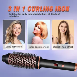 OEM Hair Curling Wand Curler Rolo De Aquecimento De Escova De Ar Quente Styler Cabelo Rotate Brush Electric Straightener Curler