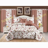 Lots de Draps de Lit en Gros en Microfibre Imprimés 8 Pièces avec Rideaux, Nouveaux Motifs Parures de Lit