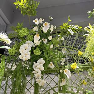 วัสดุดอกไม้ Phalaenopsis ผ้าไหมกุหลาบสีเขียวใบดอกไม้ประดิษฐ์ดอกไม้สําหรับงานแต่งงานระเบียง Shop Decor - Product Image 2