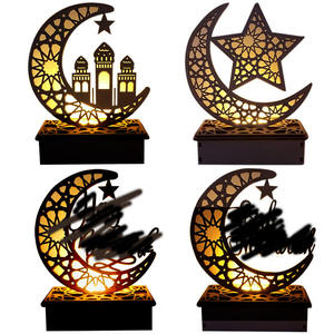 Hout Bedrukt Midden-Oostelijke Arabische Festival Maan Led Licht Desktop Ornament Huisdecoratie Ambachtelijke Displaystandaard - Product Image 2