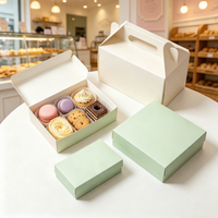 Boîtes à gâteaux ondulées de petite taille avec poignée, en matériaux recyclés de qualité alimentaire, avec logo personnalisé, pour l'emballage alimentaire