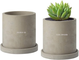 Vaso rotondo <span class=keywords><strong>in</strong></span> <span class=keywords><strong>cemento</strong></span> con supporto <span class=keywords><strong>in</strong></span> legno per interni per esterni vasi di piante <span class=keywords><strong>in</strong></span> calcestruzzo a forma di cilindro succulente rack piano uso Desktop - Product Image 2