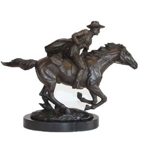 カスタムデザインの手彫り金属製馬の置物、鋳造ブロンズ真鍮製カウボーイと馬の像、家の装飾用彫刻 - Product Image 6