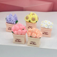 Figurines en résine multicolores de tournesol et de rose, ornements miniatures de fleurs mignonnes, décoration de table de bureau à domicile, accessoires décoratifs