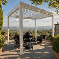 Gazebo Taman dengan Atap Aluminium Retraktil untuk Tempat Baca yang Tenang dan Rencana Furnitur Halaman yang Nyaman