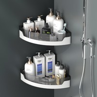 Étagère de rangement murale triangulaire multifonctionnelle en plastique pour toilettes, style moderne et minimaliste, sans perçage