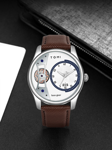 Reloj de Cuarzo TOMI T105 para Hombre, de Negocios, Alta Calidad, con Calendario, Correa de Cuero, Moderno, en Stock - Product Image 4
