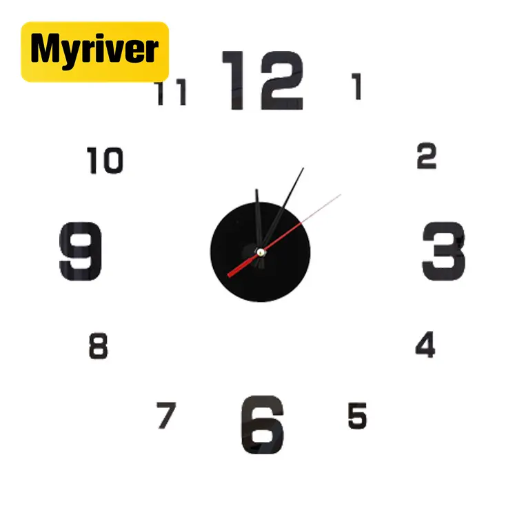 Horloge murale Myriver 3D en acrylique, design moderne, bricolage, décor de maison, montre à quartz, aiguille, DIY bricolage, nouveau,