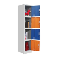 Armoire de rangement de jardin en métal Triveni à 4 portes avec serrure à clé, conception en acier démontable pour bureaux et placards
