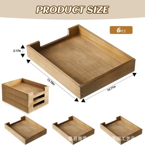 Bandeja de Madera para Documentos, Caja de Almacenamiento de Pino Sólido, Organizador de Escritorio Apilable, Porta Archivos Multiusos - Product Image 2