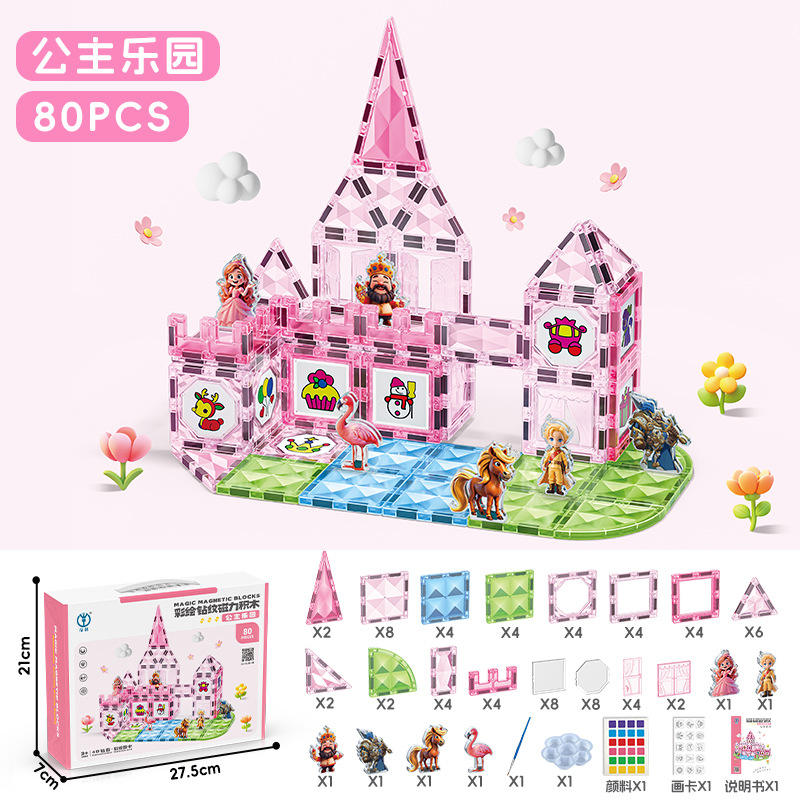 บล็อคแม่เหล็กติดเพชรรูปเจ้าหญิงสวรรค์80ชิ้น