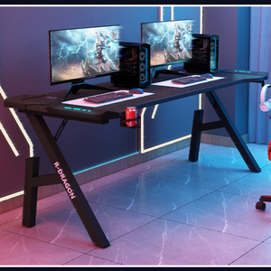 Mesa de juegos en forma de Z, luces ajustables de Metal de madera modernas, juego de <span class=keywords><strong>Pc</strong></span> Led Rgb, mesa de ordenador de oficina en casa, escritorio de juegos para juegos - Product Image 5