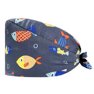 Elastic Scrub <b>Hat</b> Beauty Salon Work <b>Hats</b> Pet Shop <b>Christmas</b> New Year Scrub Caps uniform Cotton Cartoon Printing Sweat-absorbent - Product Image 3