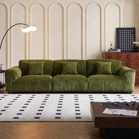Nouvel ensemble de canapés italiens minimalistes de style mid-century modern 2026 pour petits salons, hôtels et villas. Éponge en cuir ciré à l'huile